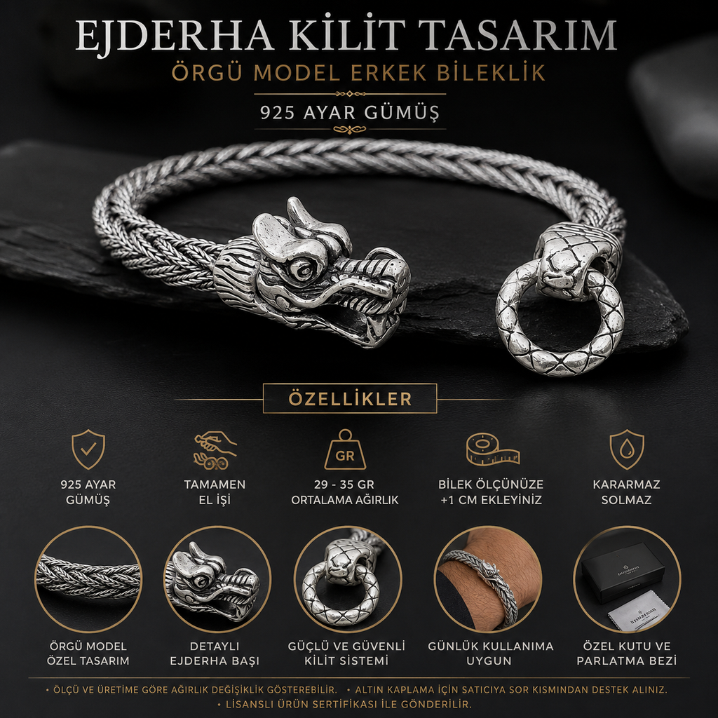 EJDERHA NEFESİ OTANTİK ÖRME 925 AYAR GÜMÜŞ BİLEKLİK